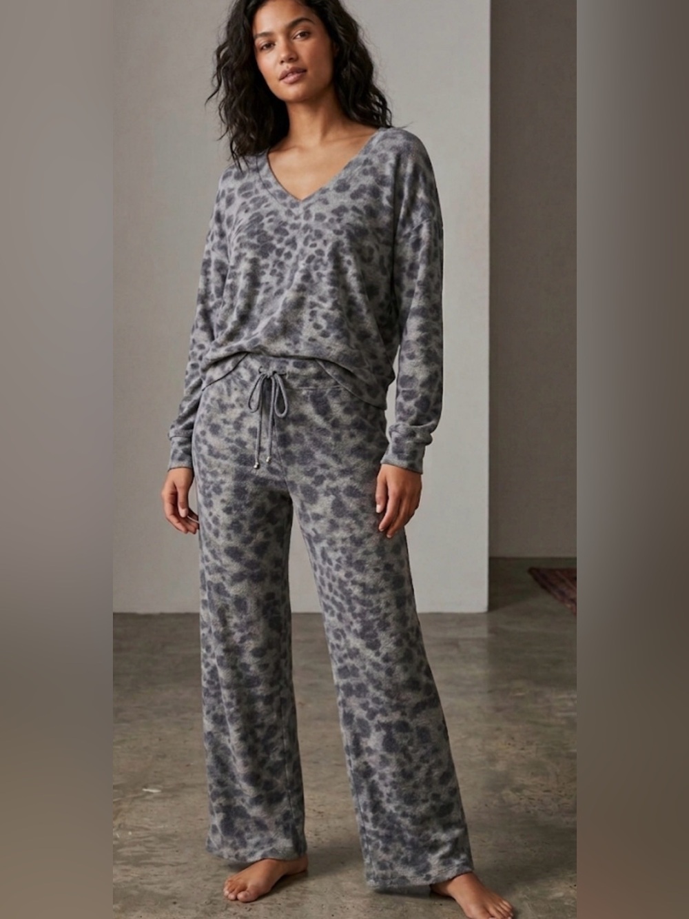 Another Love Gray Leopard-Print Jumpsuit